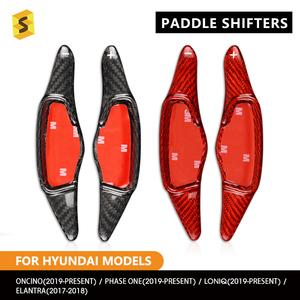 Accessoires d'intérieur de <span class=keywords><strong>voiture</strong></span> en Fiber de carbone ES Paddle Shifters Cover pour Hyundai Oncino Phase One 2019 pour l'instant - Product Image 2
