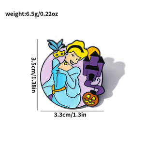 Kreative Cartoon Metall Abzeichen Aschenputtel Little Elf Kürbis Wagen Legierung Emaille Brosche Messing Rucksack Zubehör Pin Gravur - Product Image 4