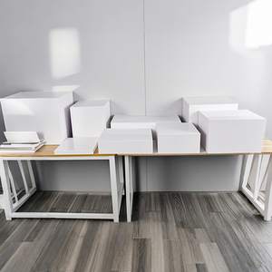 Mesibo 5mm Cube Display Nesting <strong>Risers</strong> Square Food Pedestal Box Display White Square Acrylic <strong>Table</strong> <strong>Riser</strong> - Product Image 5