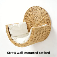 Stilvolles Katzenbett aus Rattan und Wasserhyazinthe - Atmungsaktiver, Gemütlicher Innenkorb für Haustiere