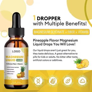 Sapore di ananas ingeribile magnesio liquido gocce di magnesio glicinato con vitamina integratore alimentare per il relax e il sonno