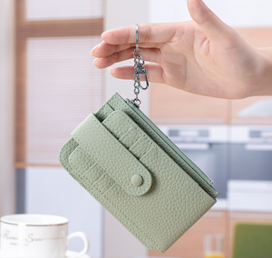 Portefeuille multi-cartes pratique et polyvalent, nouveau modèle 2025, cuir pleine fleur, portefeuille fin pour femme, design de niche, mini poche à monnaie, couleur unie - Product Image 3