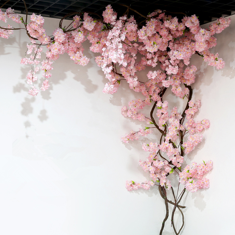 Artificial Cherry Blossom flowers 3/4 branches silk Cherry Vine flower Faux Floral For Home Wedding Party Garden Decoration