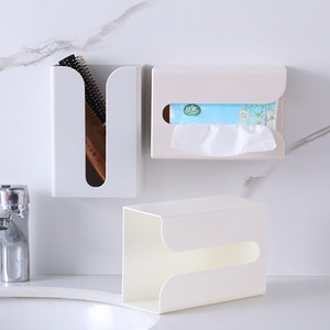 Adhesive Wall Mounted Tissue <b>Box</b> Rectangular Multipurpose No Drilling Required For Bathroom Toilet Paper Holder - Product Image 2
