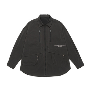 大码男式实用衬衫夹克外套棉质弹力防风拉链超大号多口袋 6XL 7XL 8XL 9XL 10XL - Product Image 4