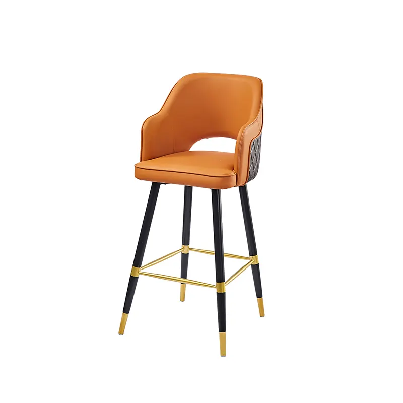 Tabouret de Bar moderne en cuir PU, avec dossier, Stable, Orange, de haute qualité, pour le café, livraison gratuite