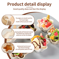 Bols jetables en papier de canne à sucre biodégradable en forme de fleur de prunier pour fruits, crème glacée, glace pilée, qualité alimentaire, usage commercial