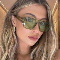 Lunettes de soleil tendance vertes, orange et noires effet écaille, verres teintés UV400, monture à double pont en plastique, unisexe