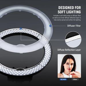 Pour <span class=keywords><strong>NEEWER</strong></span> professionnel 18 pouces 55W 5600K CRI95 support réglable à intensité variable pour la photographie Kit d'éclairage annulaire LED - Product Image 4