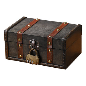 European Retro Wooden Storage Box With Lock For Home Jewelry Gift Props - Product Image 5