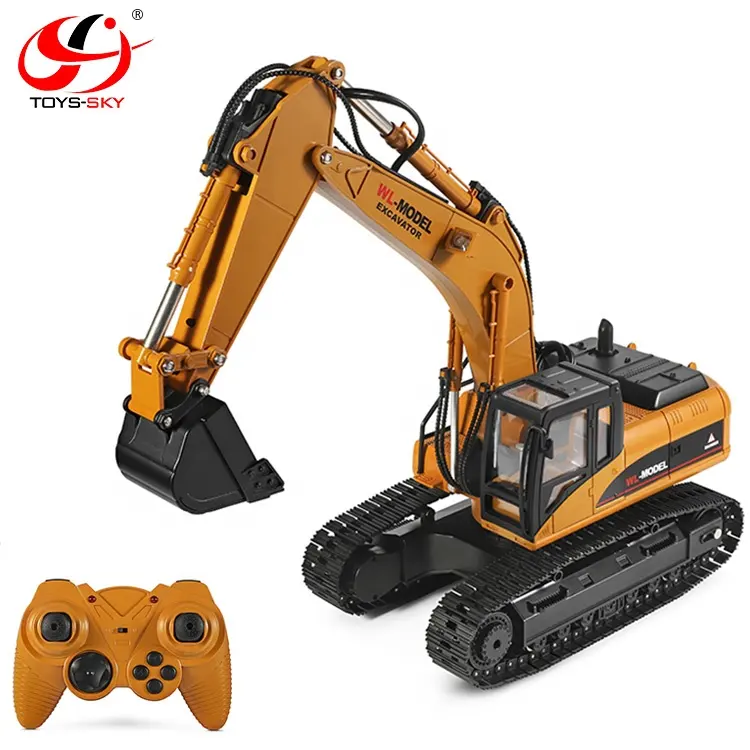 WLtoys 16800 1/16 2.4G Excavator RC Car Toys Styling 23 Channel Road Construction All Metal Truck Autos With LED Light Smoke