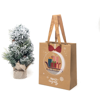 Impression personnalisée recyclée en gros nouveau sac fourre-tout cadeau créatif emballage de cadeau joyeux noël sac en papier kraft brun