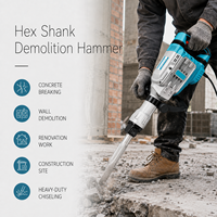 Marteau de démolition industriel 16 kg, briseur de béton robuste 220 V, briseur pneumatique électrique pour projets de construction