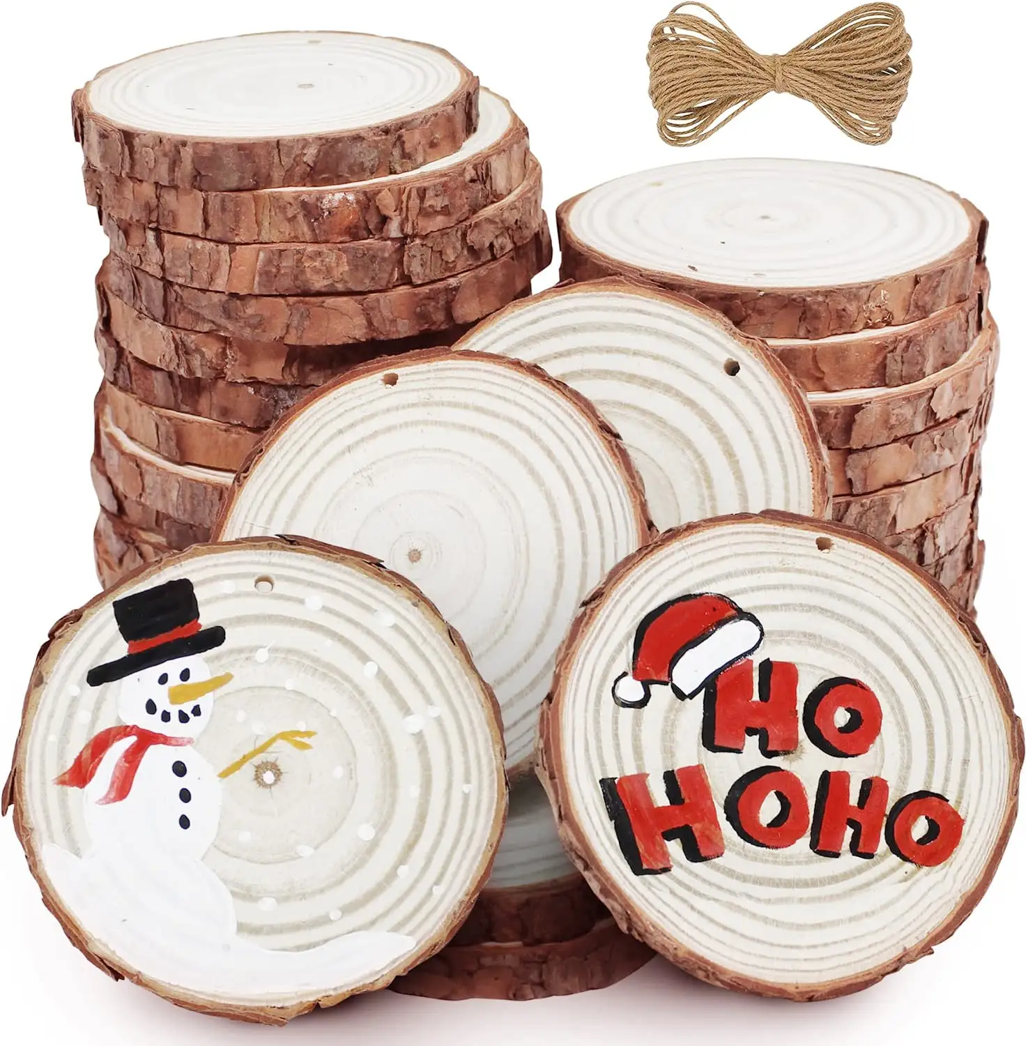 Tranche de cercle d'ornements de Noël en bois bricolage Tranches de bois naturel non finies pour Noël