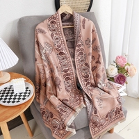 Écharpe en cachemire 100% cachemire longue pour femme, motif floral, réversible, chaude, douce, légère, cadeau d'hiver, accessoire de mode