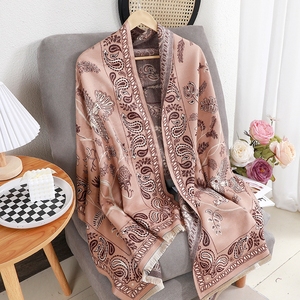 Women Floral Paisley Scarf Reversible Cashmere Shawl Lightweight Long Scarf for Travel Daily Wear Outer Wear Blanket <b>Wrap</b> - Product Image 1