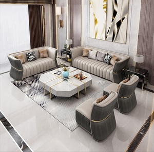 Newest combination real leather living room sofas furniture modern luxury home european sectional sofa set designs