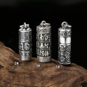 Berongga Keluar Silinder Kenangan Kenangan 925 Perak Murni Kremasi Perhiasan Guci Liontin Kalung Abu dengan Kandang - Product Image 6