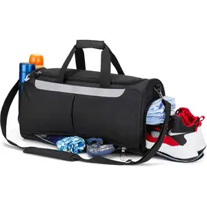 Bolsa de gimnasio deportiva personalizada para hombre y mujer, bolsa de lona de entrenamiento con compartimiento para zapatos, bolsillo húmedo, resistente al agua
