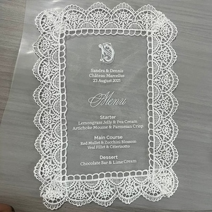 <span class=keywords><strong>Invito</strong></span> Matrimoniale Personalizzato Romantico in Pizzo Trasparente con Bordo in Pizzo, Inviti di Nozze di Lusso Fatti a Mano, Biglietti di Fidanzamento - Product Image 2