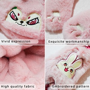 Chapeau d'animal lapin avec oreilles mobiles, chapeau en peluche qui saute et qui se relève, chapeau en peluche long, chaud, doux et confortable pour femmes - Product Image 2