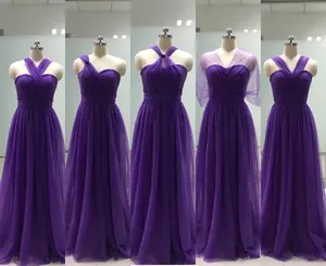 ASAM-17 Hot Sale Floor Length Tulle Long Bridesmaid Dress Sweetheart Convertible Bridesmaid Dresses