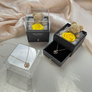 Inunion เก็บรักษาดอก<span class=keywords><strong>กุหลาบ</strong></span>จริงด้วยฉันรักคุณสร้อยคอ100<span class=keywords><strong>ภาษา</strong></span>ของขวัญสำหรับแฟนแม่ภรรยาคริสต์มาสวันวาเลนไทน์ - Product Image 3