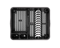 Égouttoir à vaisselle Homey Mart de grande taille - Type sur pied compartimenté - Contient 12 assiettes - Plastique durable - Facile à nettoyer - Noir - 46,5x38x9cm