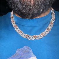 Collar de Cadena Cubana de 20mm para Hombre, con Moissanita Baguette en Forma de Corazón, Estilo Iced Out, Joyería Hip Hop Personalizada, Pasa Prueba de Diamantes