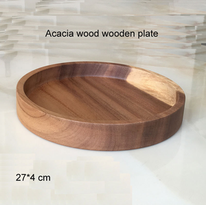 Plateau de service rond en bois super épais, plateau créatif en bois pour la nourriture occidentale - Product Image 5