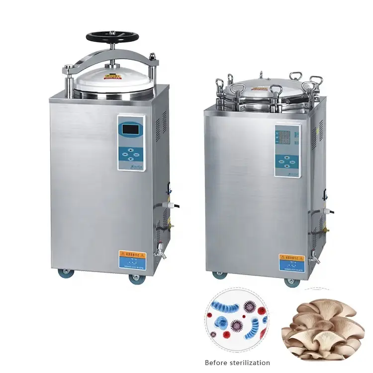 Équipements de stérilisation à usage alimentaire de champignons de laboratoire d'hôpital médical 35l 50l 75l 100l 120l 150l Stérilisateur autoclave à affichage numérique