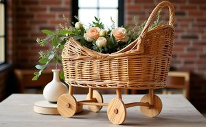 Cesto di vimini per <span class=keywords><strong>bambini</strong></span> moderni con Design floreale per passeggini e giocattoli fotografici - Product Image 4