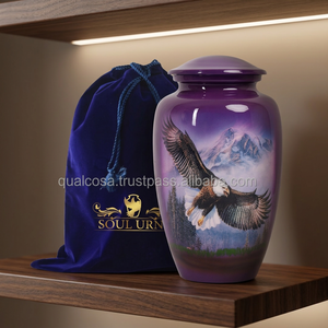 PURPLE FLYING EAGLE ALUMINIUM URN for HUMAN ASHES DIRECT MANUFACTURER ADULT LARGE URN CAN HOLD 200 CUBIC INCHES - Product Image 2