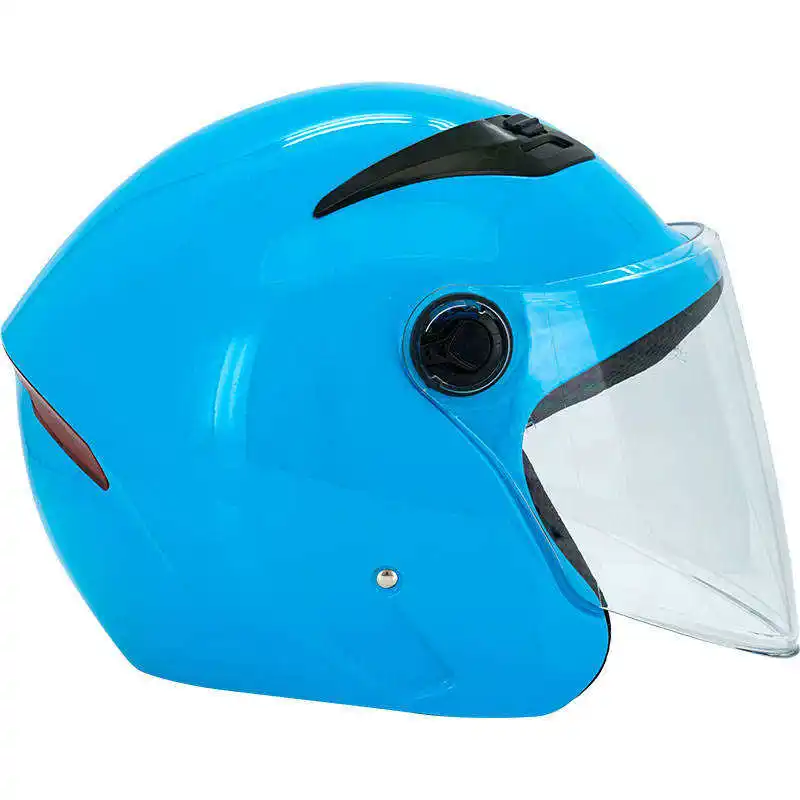Helm pelindung 3/4 terbuka transparan, helm perlindungan jalan berkualitas tinggi warna biru untuk motor