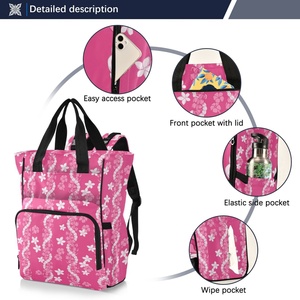 Hawaiian Custom Puakenikeni <b>Lei</b> Pink Waterproof Maternity Mummy Nappy Bags Portable Baby Backpack Mommy Bags for Travel - Product Image 2