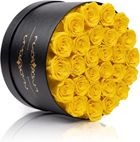 Boîte Cadeau Ronde en Velours avec Rose Éternelle Préservée, Décoration Artisanale pour Mariage, Maison, Noël ou Halloween