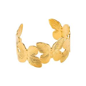 Bracciali Unisex in acciaio inox grosse dichiarazioni bracciali 18K placcato oro braccialetto a farfalla classico impermeabile gioielli di alta qualità - Product Image 3