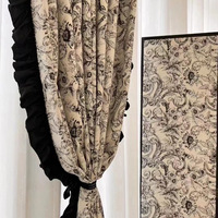 Nouveaux rideaux vintage Français Chenille Jacquard, Maurice Noir et blanc n ombrage chambre salon