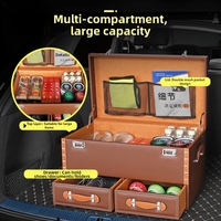Organisateur de coffre de voiture robuste, grande capacité, multi-compartiments, avec poignée, antidérapant, pour SUV, boîte de rangement avec serrure