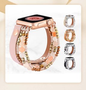 <span class=keywords><strong>Bracelet</strong></span> élégant fait main en <span class=keywords><strong>cuir</strong></span> et perles pour <span class=keywords><strong>Apple</strong></span> <span class=keywords><strong>Watch</strong></span> Series 10 9 8 <span class=keywords><strong>7</strong></span> SE - Product Image 4