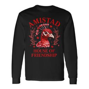 Amistad House Of Friendship T-shirt à manches longues avec motif paon rouge - Product Image 1