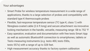 Thermomètre intelligent à sonde flexible séparée Testo 915i 0563 4915 Instrument de mesure de température industrielle - Product Image 2