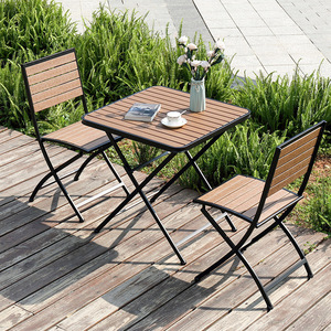 Moderno tavolo e sedia in legno di <span class=keywords><strong>plastica</strong></span> all'aperto piccolo tavolo quadrato sul patio all'aperto pieghevole in ferro tavolo da pranzo e sedia - Product Image 1