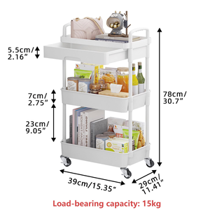 Chariot de Rangement Multifonctionnel à 3 Niveaux en Plastique PP pour Chambre à Coucher, Étagères Roulantes Utilitaires, Chariot à Main, Étagère de Cuisine - Product Image 3