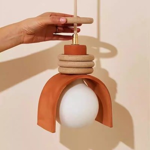 Nordic Minimalist Pendant <b>Light</b> E27 LED <b>Single</b> Head Chocolate Round Chandelier For Bedroom Living Room Restaurant Bar - Product Image 2
