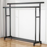 SANIPRO Porte-manteau mobile grande capacité à double tringle, organisateur de rangement en métal pour vêtements et chaussures, étagères de chambre