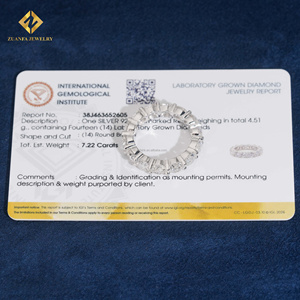 Anillo de Eternidad de Lujo con una Hilera de Diamantes de Laboratorio de 5MM, Chapado en Rodio S925, Forma Redonda, Certificado IGI - Product Image 3
