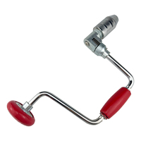 Taladro manual de arco de 12 pulgadas con mandril angular y mango de madera rojo para muebles, gabinetes, carpintería y herramientas de reparación DIY
