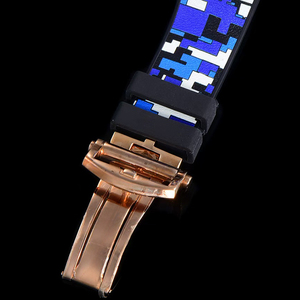 Premium Grade <b>Rose</b> Gold Skeleton Waterproof Blue Camo Luminous Flying Tourbillon High-End Precision Men Manual Mechanical Watch - Product Image 5