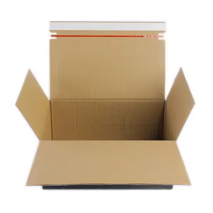 Custom logo printing shipping carton self-seal corrugated packaging gift mailer box shipping box with seal strip